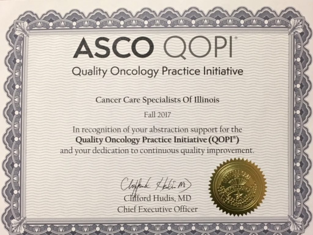 ASCO Quality Oncology Practice Initiative Cancer Care Specialists of IL