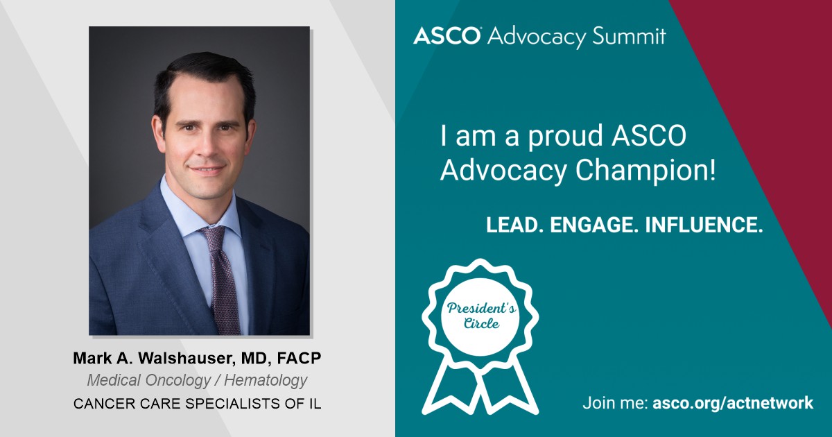 Mark A. Walshauser, MD, FACP Named Advocacy Champion by the Association for Clinical Oncology